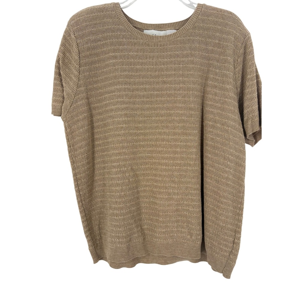 Alfred Dunner Women Knit Short Sleeve‎ Top Tan Size L Textured Pullover